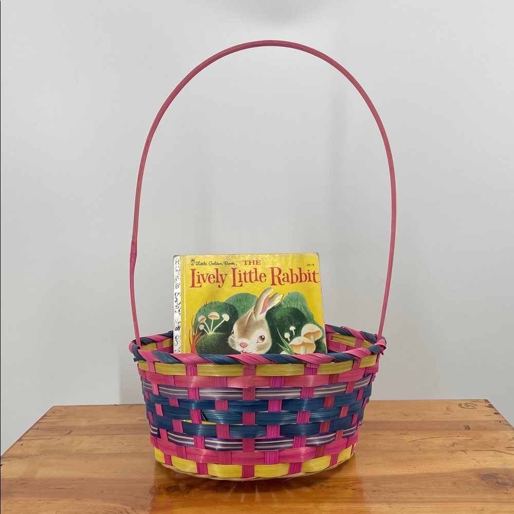 Vintage 90s Pastel Woven Easter Basket